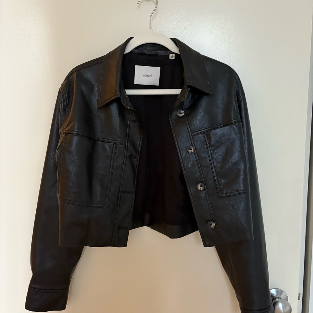 Wilfred Black Cropped Faux Leather Jacket